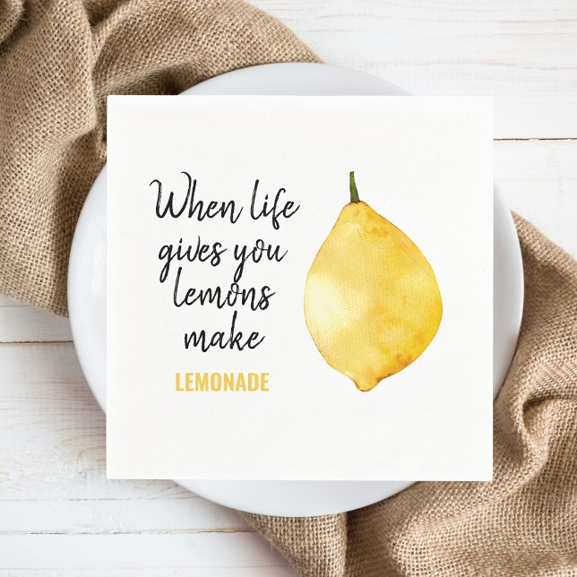 Modern Funny Lemon Yellow Quote Napkins (Creator Uploaded)