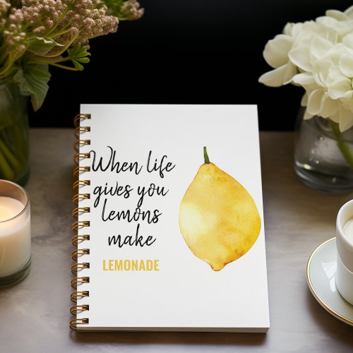 Modern Funny Lemon Yellow Quote Notebook