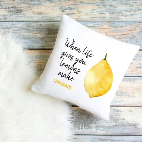 Modern Funny Lemon Yellow Quote Outdoor Pillow