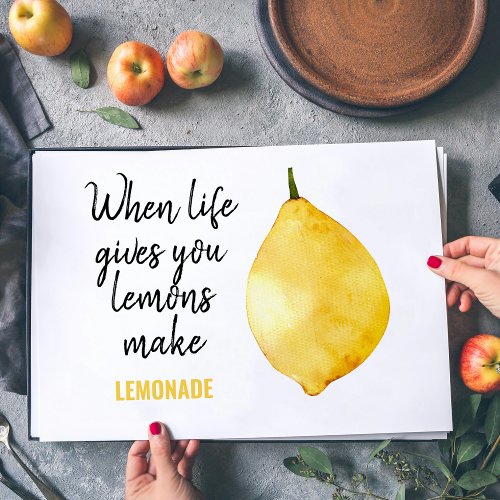 Modern Funny Lemon Yellow Quote Placemat