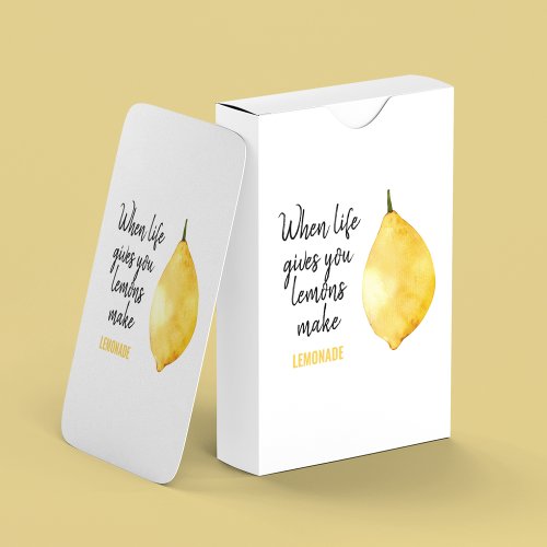 Modern Funny Lemon Yellow Quote Poker Cards