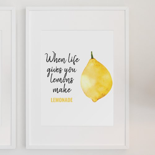 Modern Funny Lemon Yellow Quote Poster
