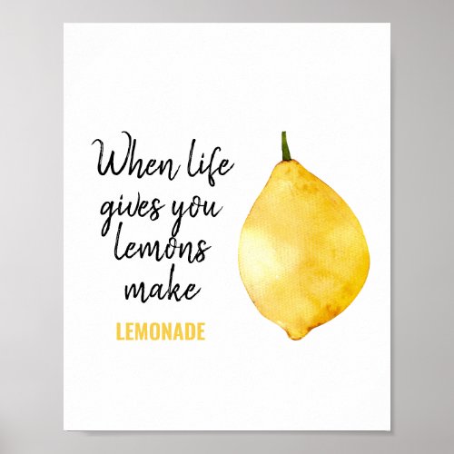 Modern Funny Lemon Yellow Quote Poster