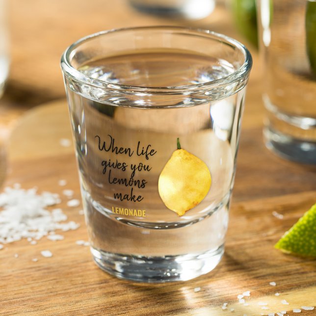 Modern Funny Lemon Yellow Quote Shot Glass (Creator Uploaded)