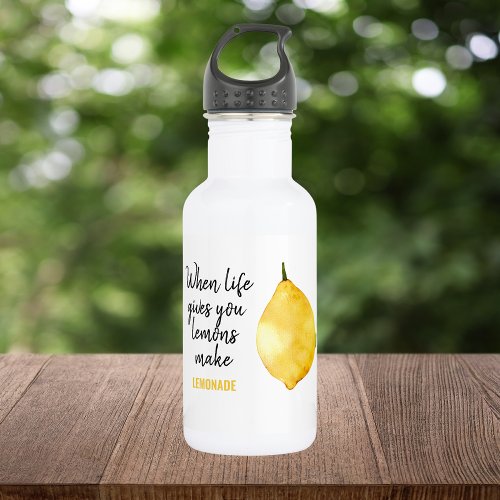 Modern Funny Lemon Yellow Quote Stainless Steel Water Bottle