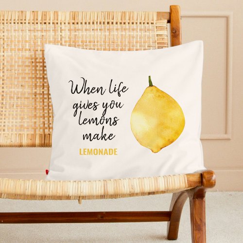 Modern Funny Lemon Yellow Quote Throw Pillow