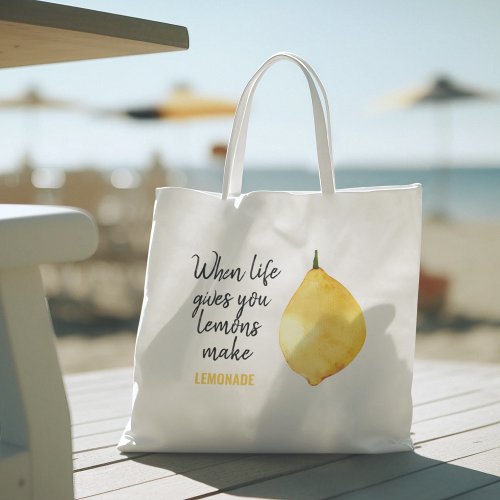 Modern Funny Lemon Yellow Quote Tote Bag