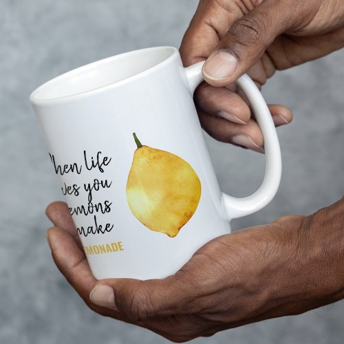 Modern Funny Lemon Yellow Quote Two_Tone Coffee Mug