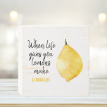 Modern Funny Lemon Yellow Quote Wooden Box Sign<br><div class="desc">Modern Funny Lemon Yellow Quote</div>