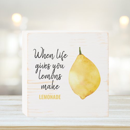Modern Funny Lemon Yellow Quote Wooden Box Sign