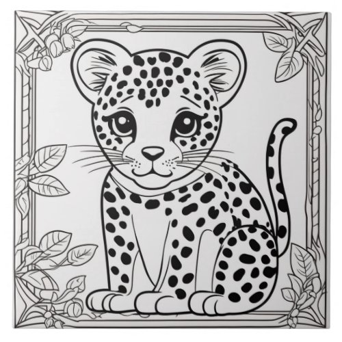 Modern Funny Leopard Black And White With Quote Ceramic Tile