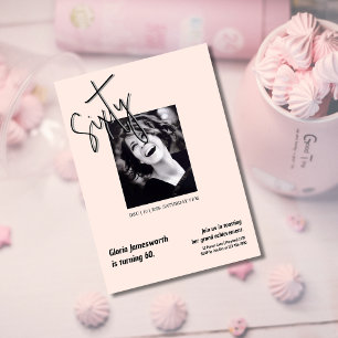 Modern Funny Light Pink Photo 60th Birthday  Invitation