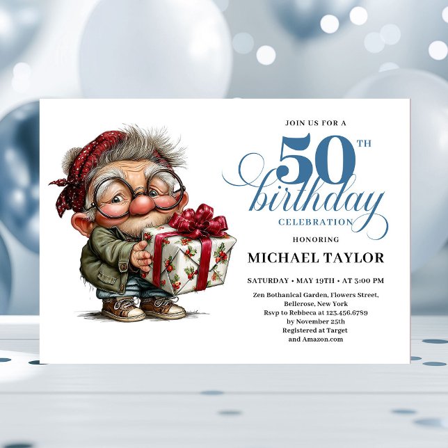 Modern Funny Man 50th Birthday Humor Cartoon Style Invitation (Modern Funny Man 50th Birthday Humor Cartoon Style Invitation

)