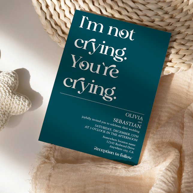 Modern Funny Minimal Typography Deep Teal Wedding Invitation (Creator Uploaded)