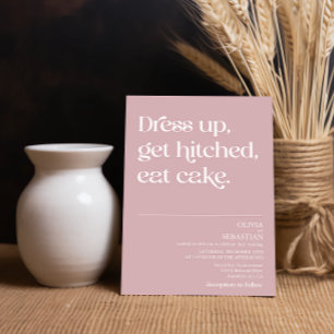 Modern Funny Minimal Typography Dusty Rose Wedding Invitation
