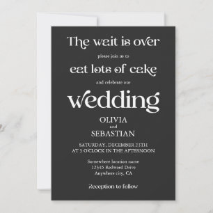 Modern Funny Minimalist Script Black Wedding Invitation
