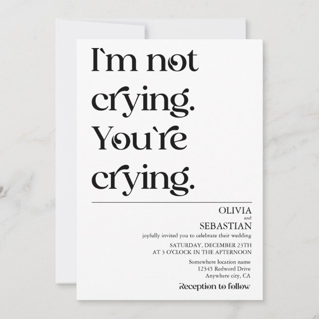 Modern Funny Minimalist Typography White Wedding Invitation (Front)
