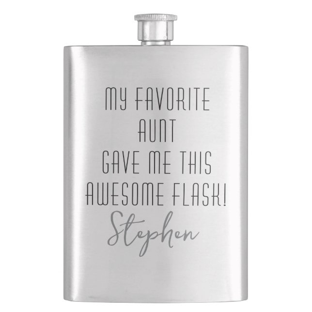 Modern Funny Nephew Gift from Favorite Aunt Flask (Front)