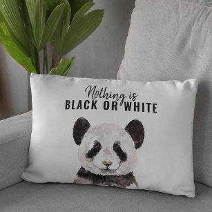 Modern Funny Panda Black And White With Quote Accent Pillow