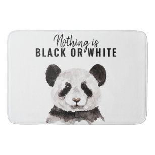 Modern Funny Panda Black And White With Quote Bath Mat