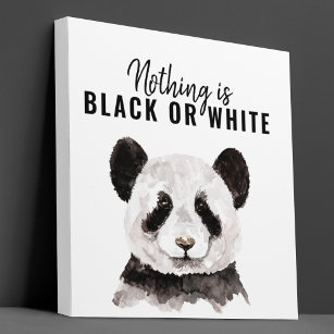 Modern Funny Panda Black And White With Quote Canvas Print