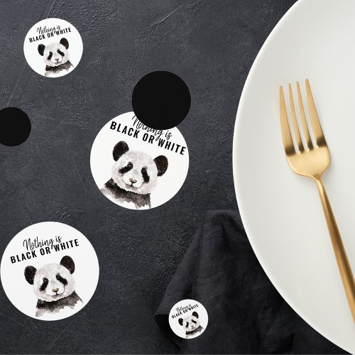 Modern Funny Panda Black And White With Quote Confetti