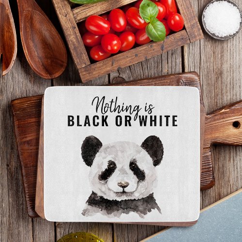 Modern Funny Panda Black And White With Quote Cutting Board