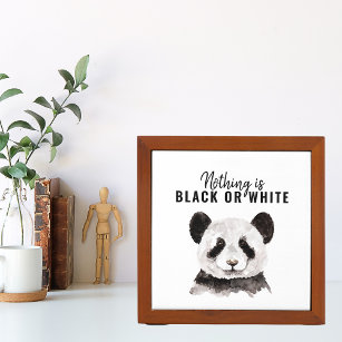 Modern Funny Panda Black And White With Quote Desk Organizer