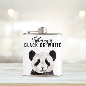 Modern Funny Panda Black And White With Quote Flask
