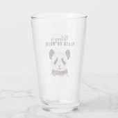Modern Funny Panda Black And White With Quote Glass (Back)