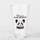 Modern Funny Panda Black And White With Quote Glass (Front)