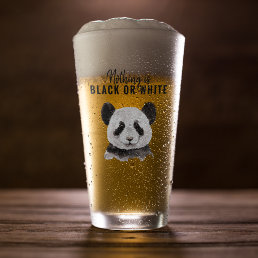 Modern Funny Panda Black And White With Quote Glass