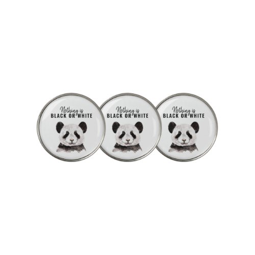 Modern Funny Panda Black And White With Quote Golf Ball Marker