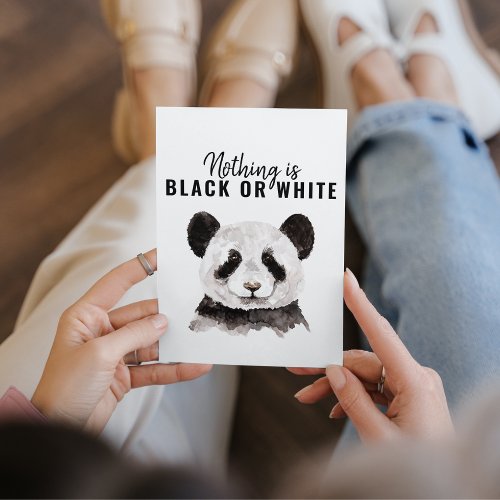 Modern Funny Panda Black And White With Quote Holiday Card