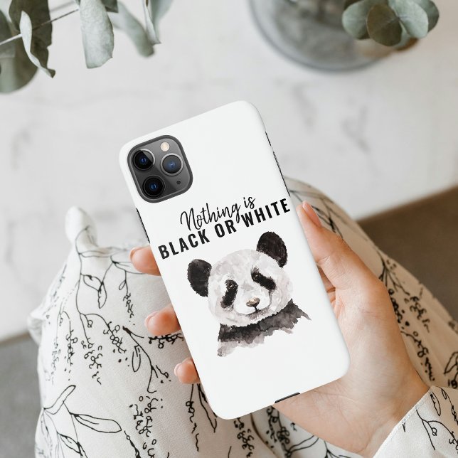 Modern Funny Panda Black And White With Quote iPhone Case (Creator Uploaded)