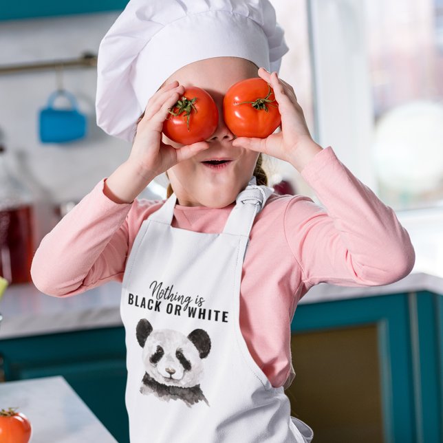 Modern Funny Panda Black And White With Quote Kids' Apron (Creator Uploaded)