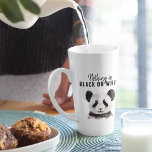 Modern Funny Panda Black And White With Quote Latte Mug<br><div class="desc">Modern Funny Panda Black And White With Quote</div>