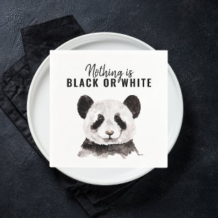 Modern Funny Panda Black And White With Quote Napkins
