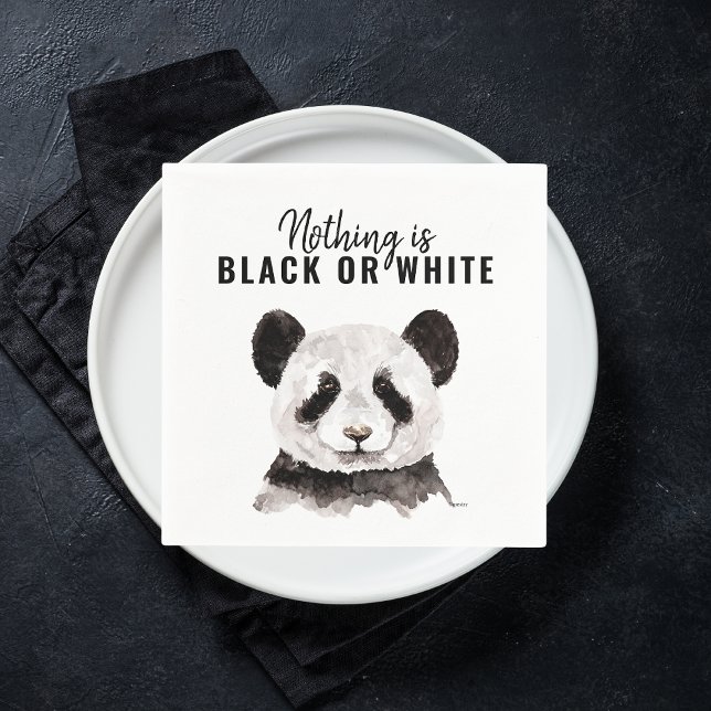Modern Funny Panda Black And White With Quote Napkins (Creator Uploaded)