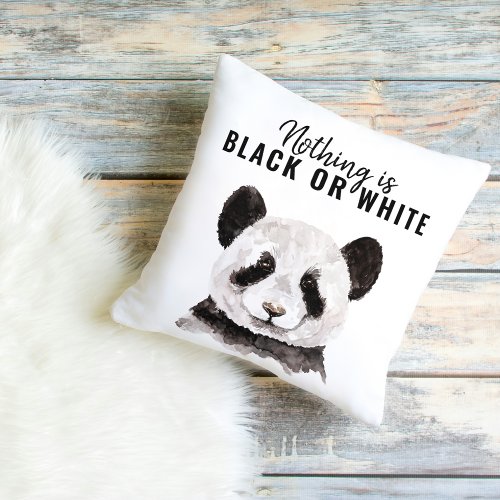 Modern Funny Panda Black And White With Quote Outdoor Pillow