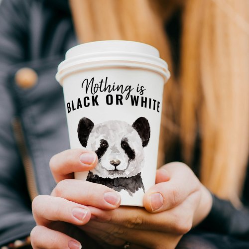 Modern Funny Panda Black And White With Quote Paper Cups