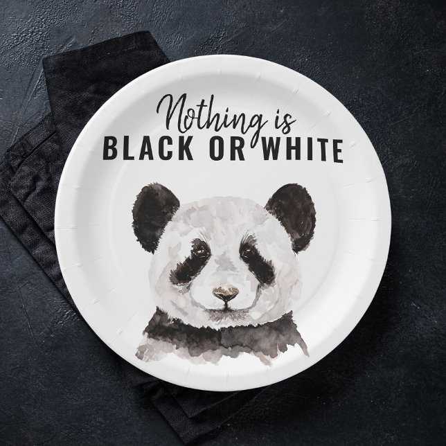 Modern Funny Panda Black And White With Quote Paper Plates (Creator Uploaded)