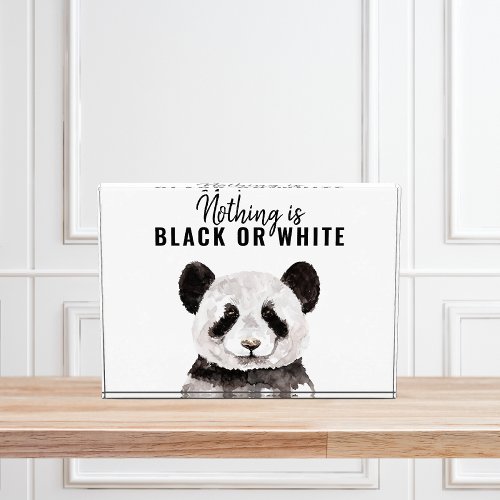 Modern Funny Panda Black And White With Quote Photo Block