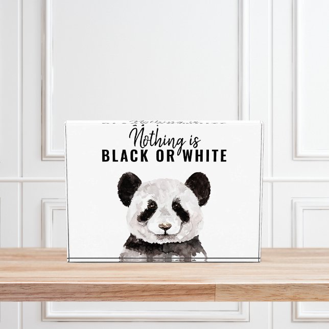 Modern Funny Panda Black And White With Quote Photo Block (Creator Uploaded)