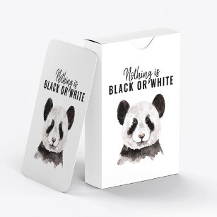 Modern Funny Panda Black And White With Quote Playing Cards