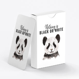 Modern Funny Panda Black And White With Quote Poker Cards