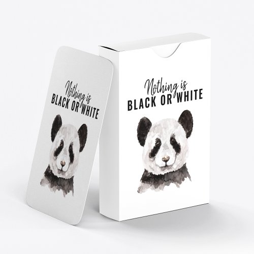 Modern Funny Panda Black And White With Quote Poker Cards