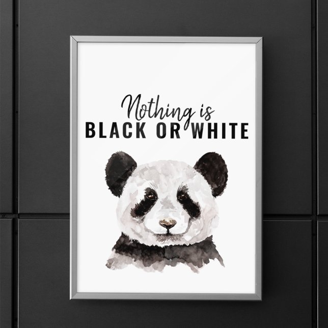 Modern Funny Panda Black And White With Quote Poster (Creator Uploaded)