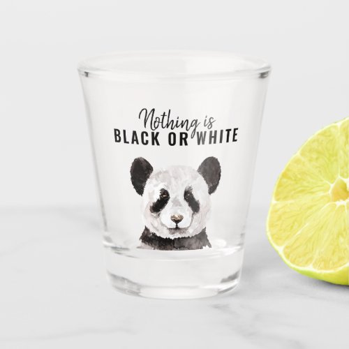 Modern Funny Panda Black And White With Quote Shot Glass