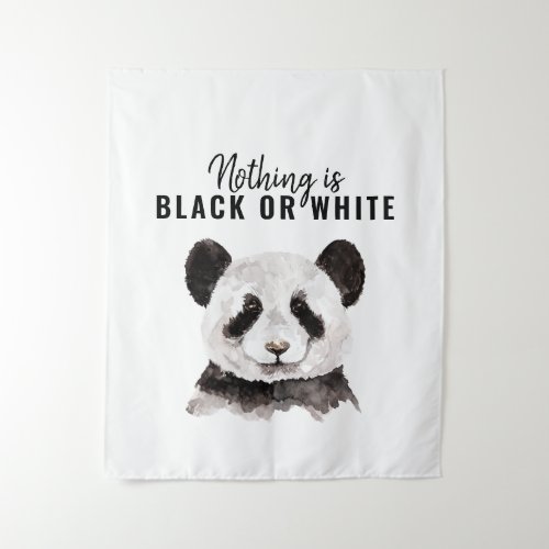 Modern Funny Panda Black And White With Quote Tapestry